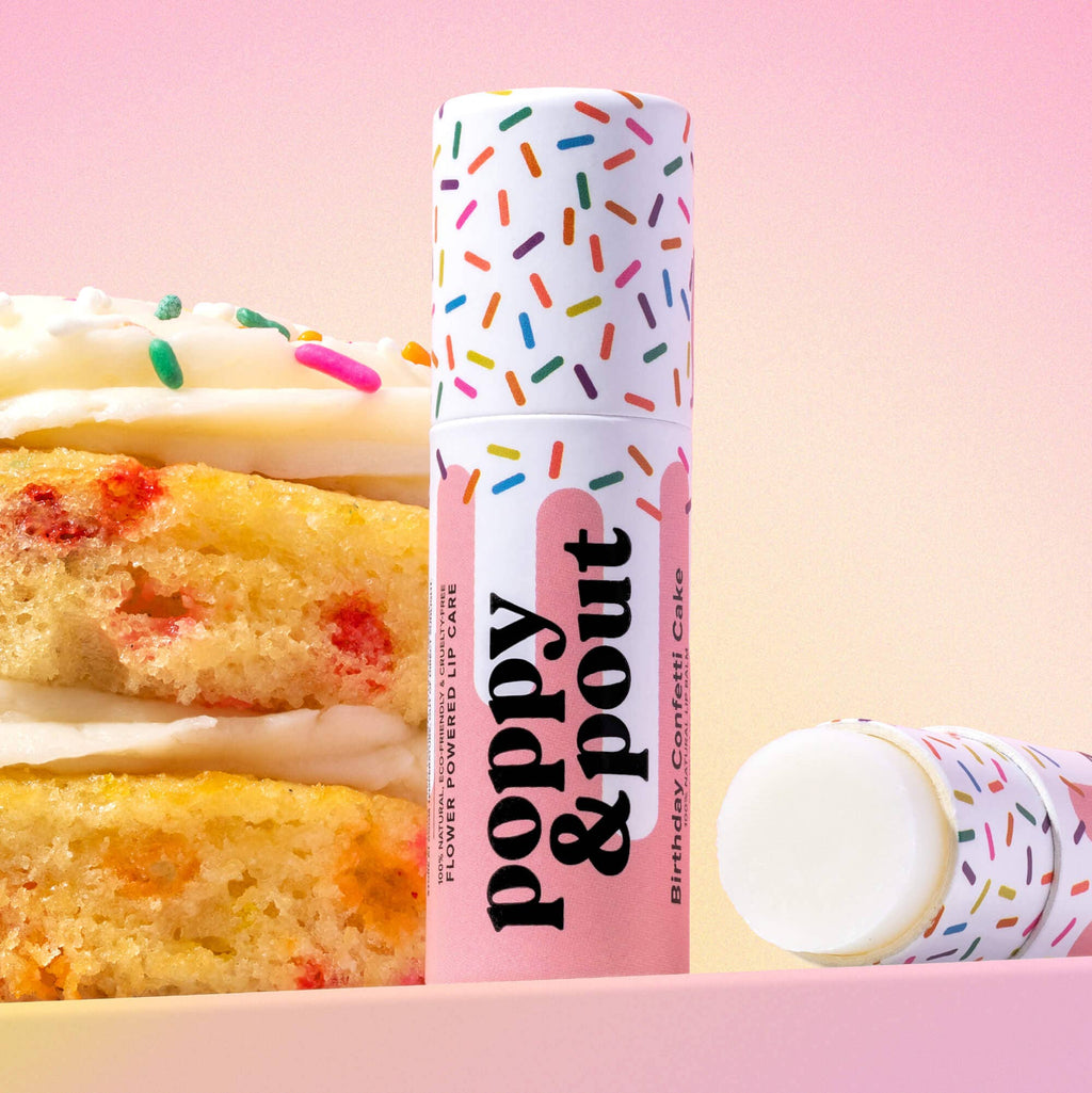 Buttercream Birthday Cake Flavored Lip Balm in Pink