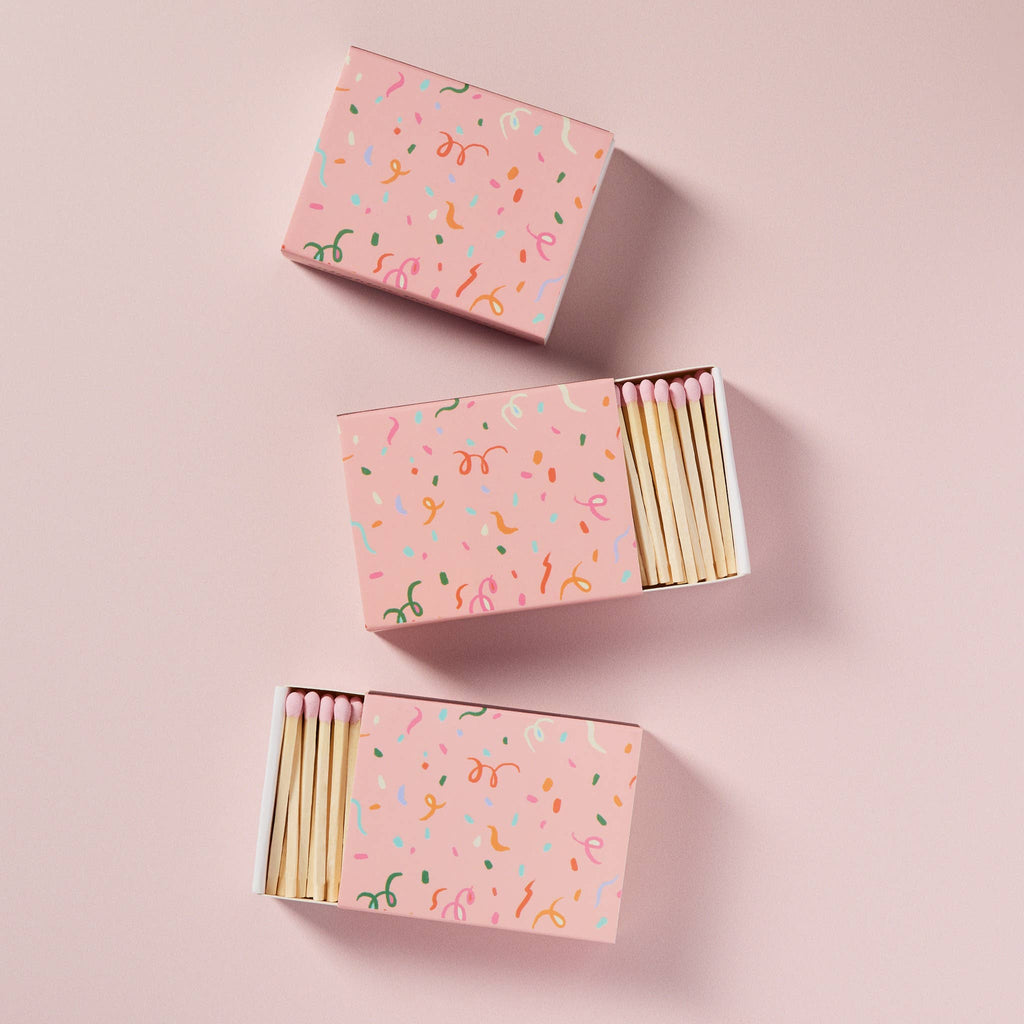 Confetti Ribbons Matchbox With Colorful Matchsticks