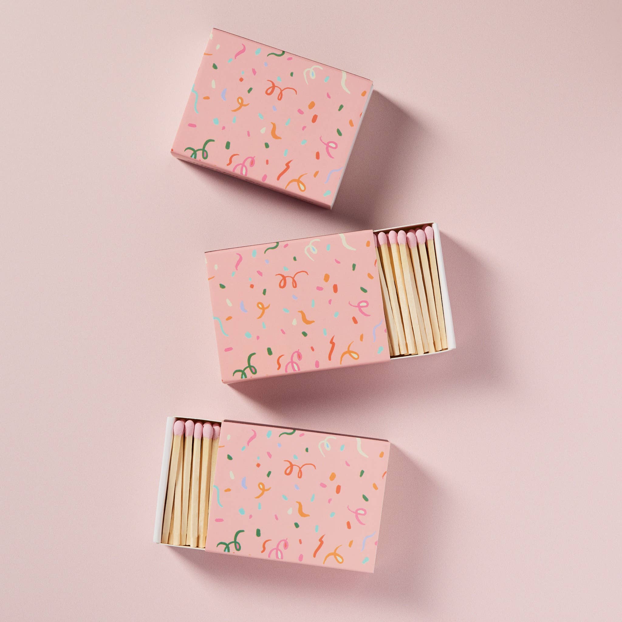 Confetti Ribbons Matchbox With Colorful Matchsticks