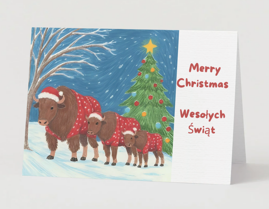 A Polish Christmas Card Collection: The Bison Family