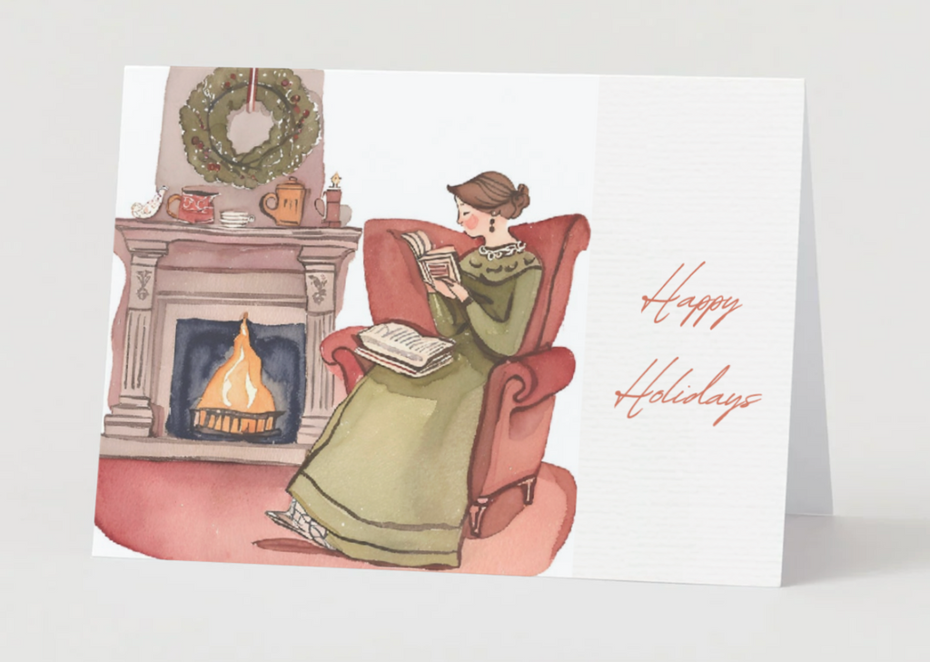 A Bookish Christmas Card Collection: Cozying Up With A Good Book