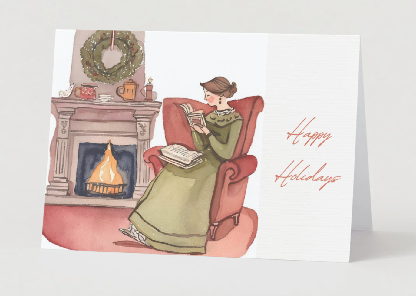 A Bookish Christmas Card Collection: Cozying Up With A Good Book
