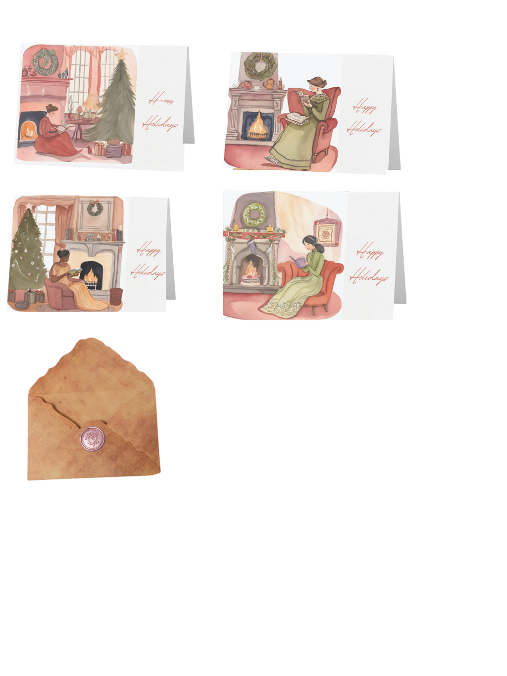 A Bookish Christmas Card Collection (Set Of 4)