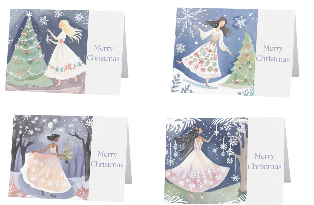 Snowflake Skies Christmas Card Collection (Set Of 5)