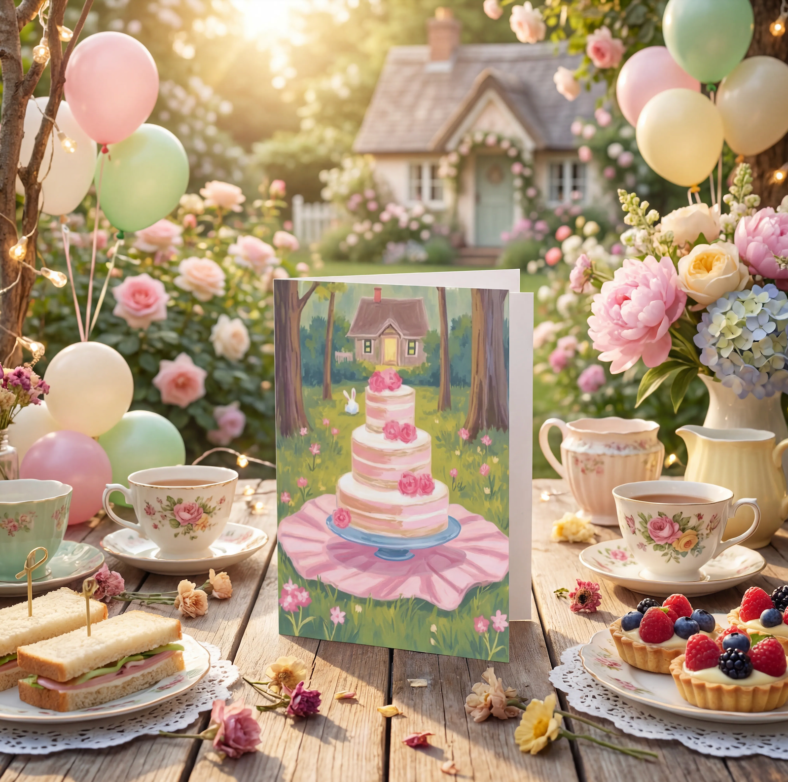 Cottagecore Celebration: Pink Fantasy Birthday Card