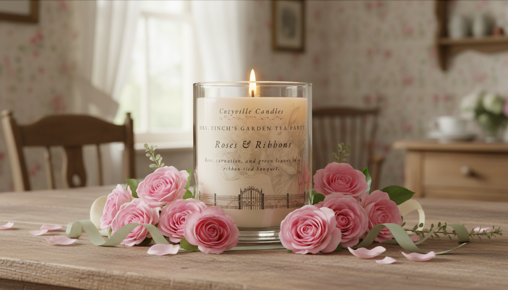 Cozyville Candle: Roses & Ribbons