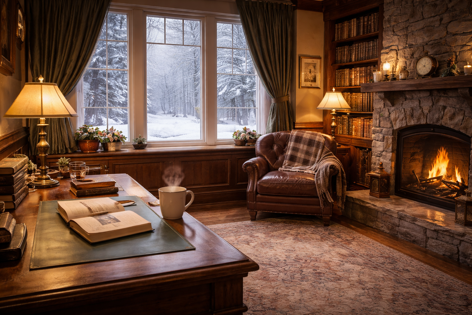Cozyville Gentleman's Study Digital Background