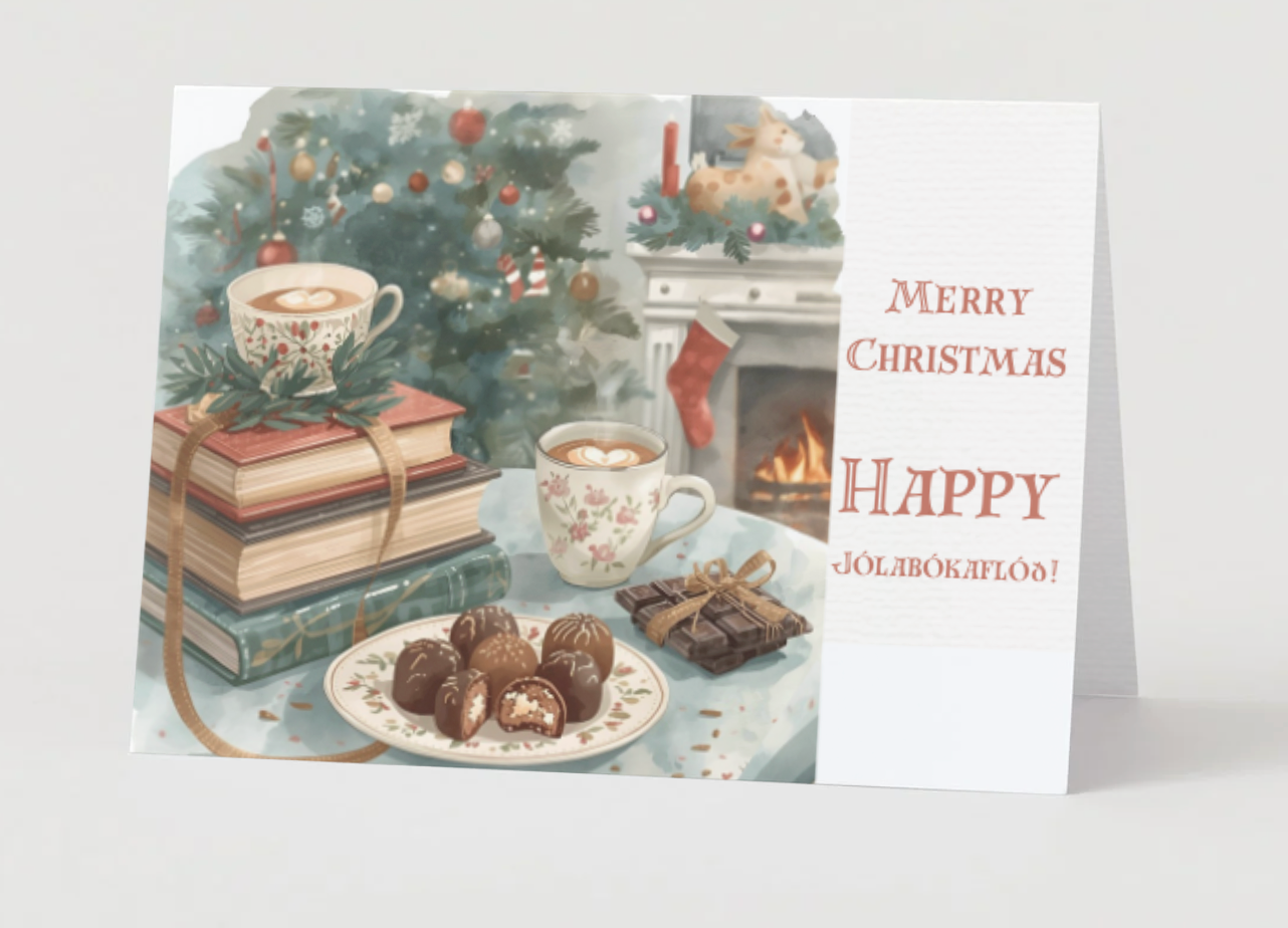 The Sweetest Christmas Eve Card Collection (Jolabokaflod): Hot Chocolate & A Good Book (Digital e-Card)