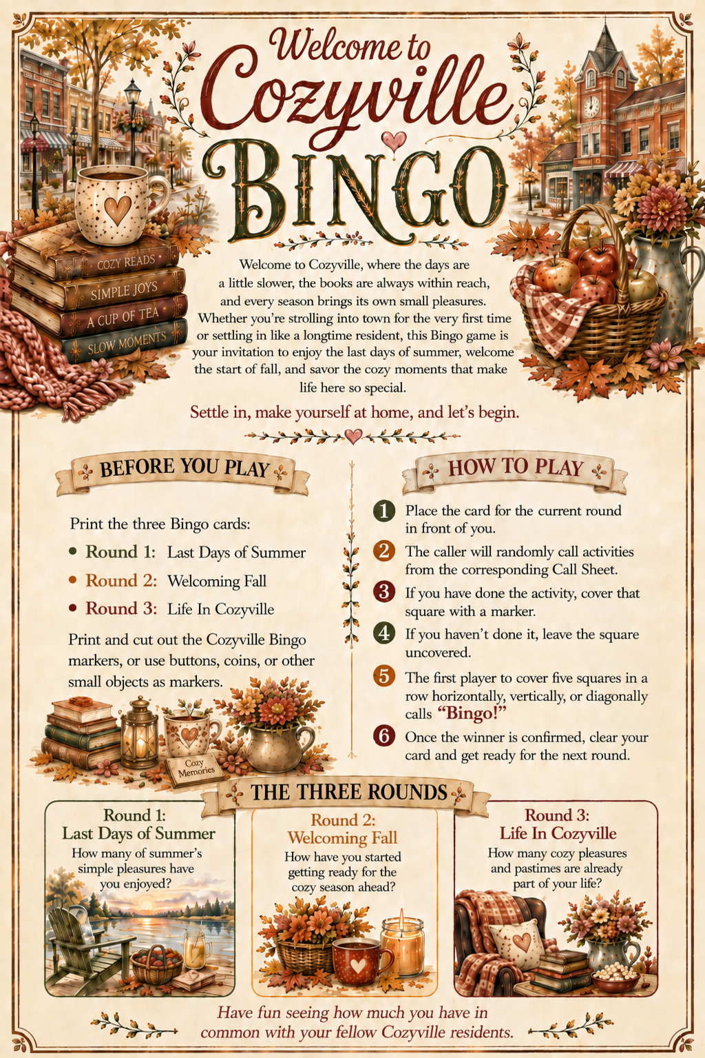 Cozyville Bingo - Late Summer To Fall (Digital Download)