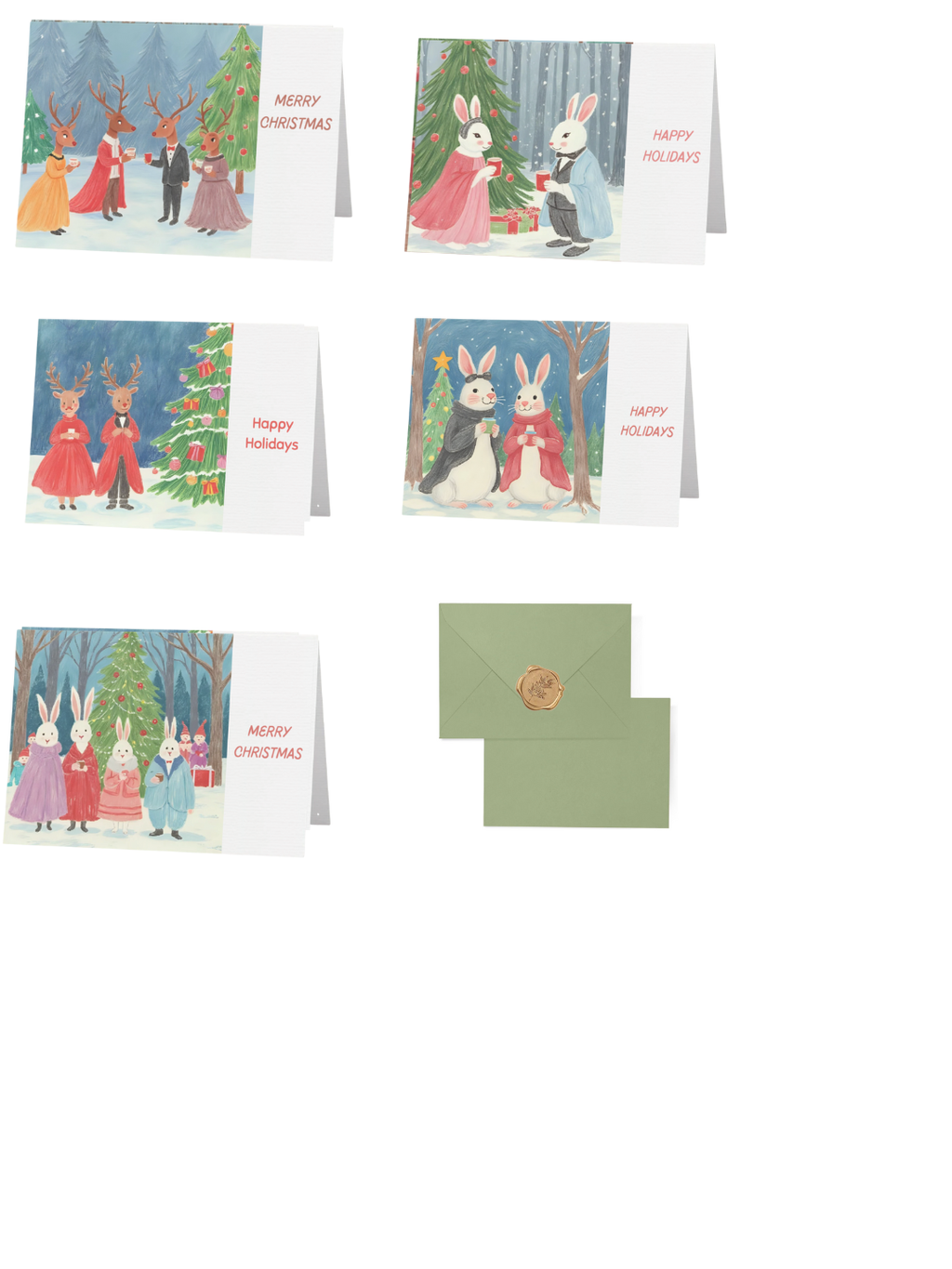 An Enchanted Woodland Christmas Card Collection:  (Set of 5)