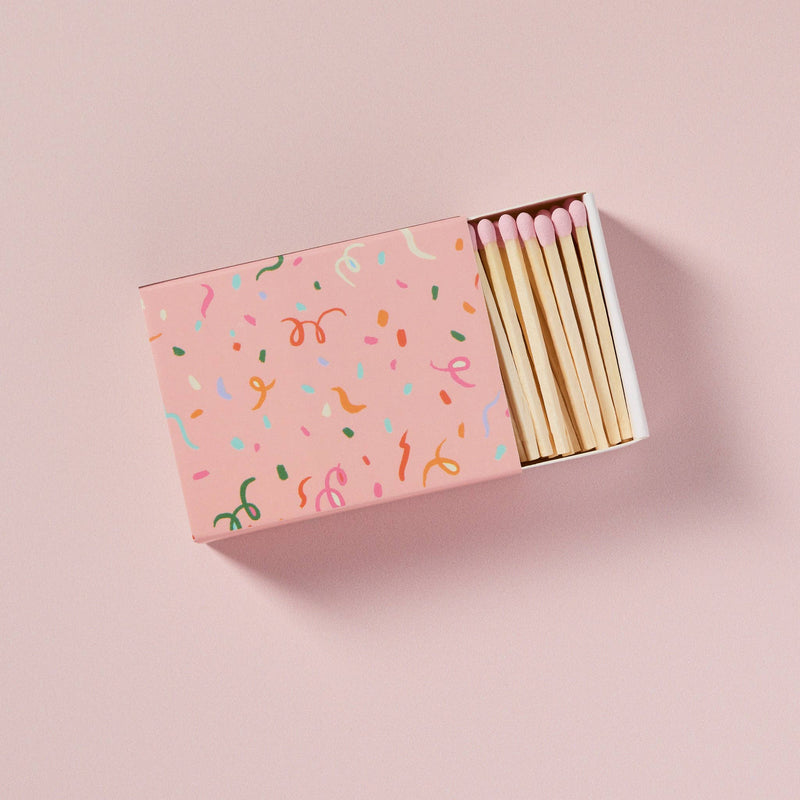 Confetti Ribbons Matchbox With Colorful Matchsticks