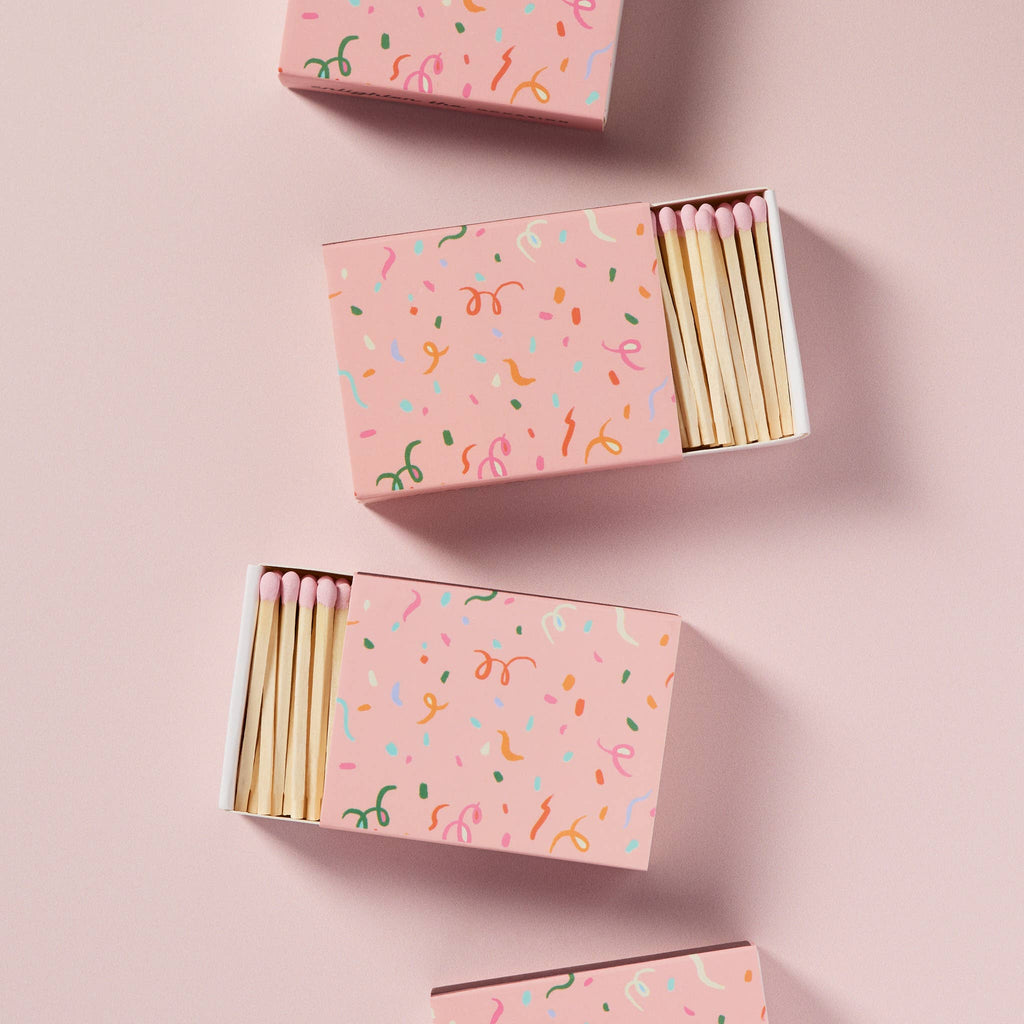 Confetti Ribbons Matchbox With Colorful Matchsticks