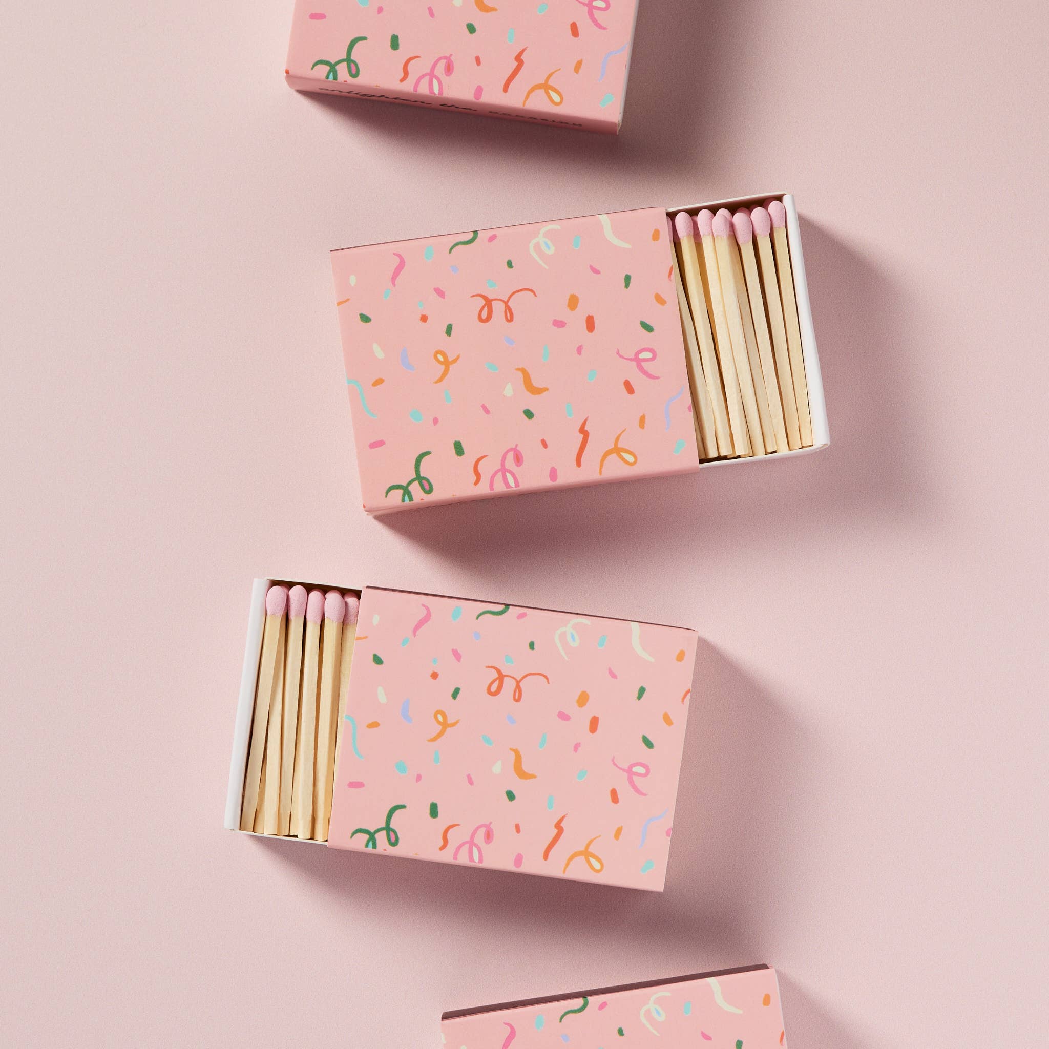 Confetti Ribbons Matchbox With Colorful Matchsticks