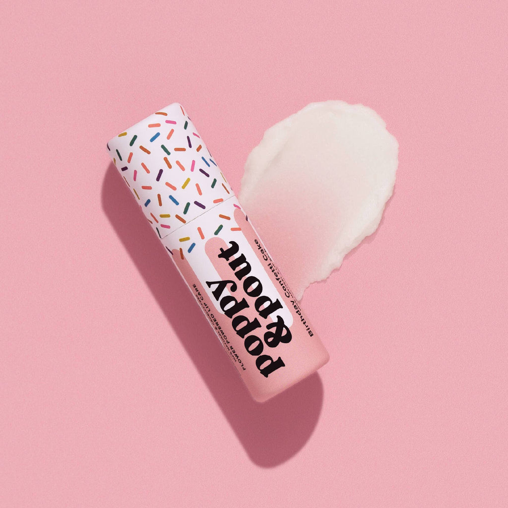 Buttercream Birthday Cake Flavored Lip Balm in Pink