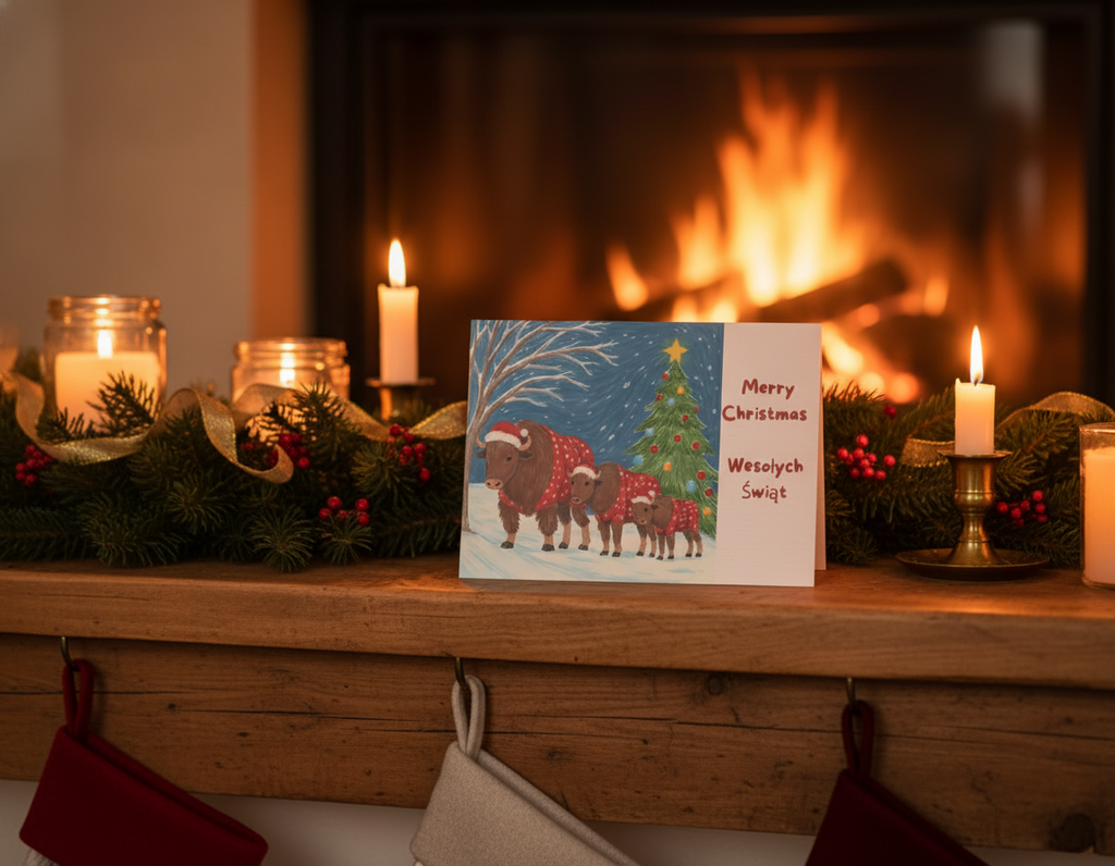 A Polish Christmas Card Collection: The Bison Family